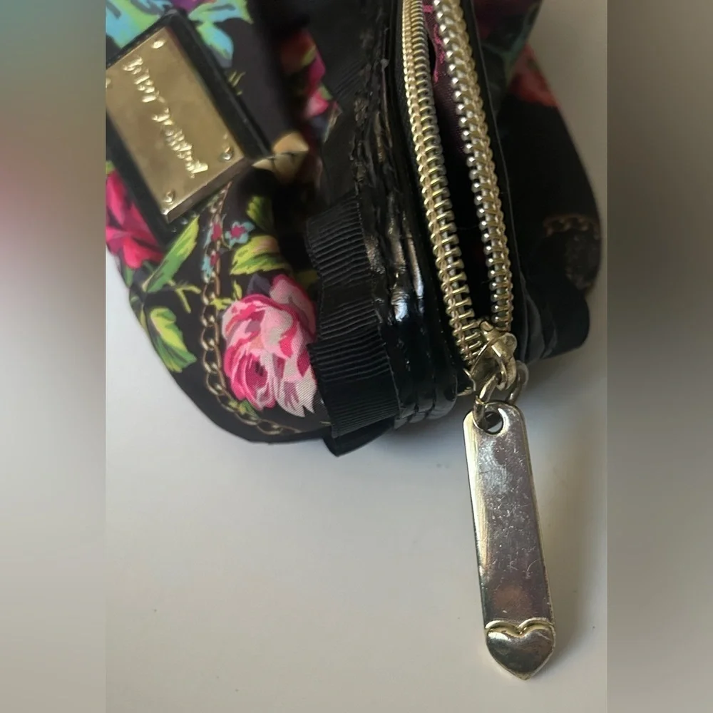 Betsey Johnson Black floral Cosmetic bag